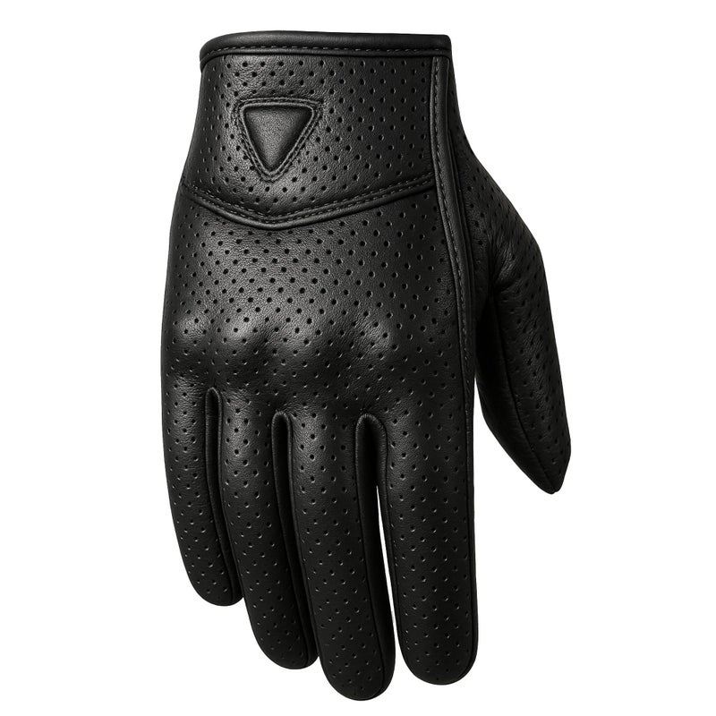 Jackets 4 Bikes Motorcycle Gloves - Premium Perforated Leather for Men Women, Touch Screen, Non-Slip Motorbike Cruiser Street Black M - Image 3